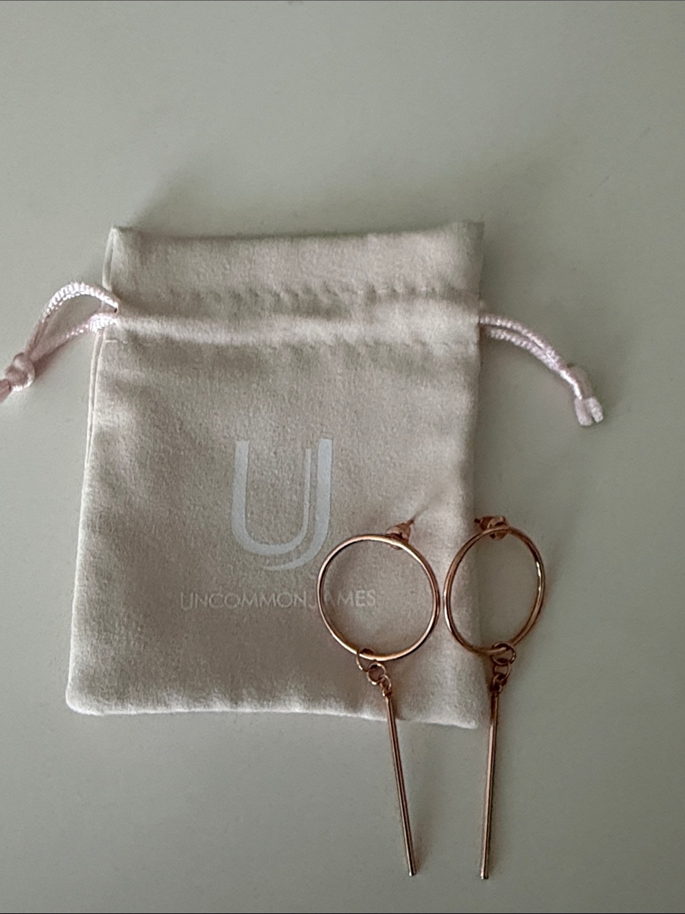 Uncommon James Rose Gold Hoop Earrings with Bar Drops